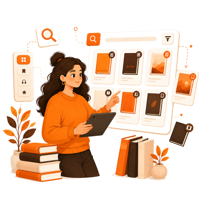 Ilustrasi katalog perpustakaan digital